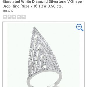 3/$10 Simulated Diamond V-Shape Silvertone Ring